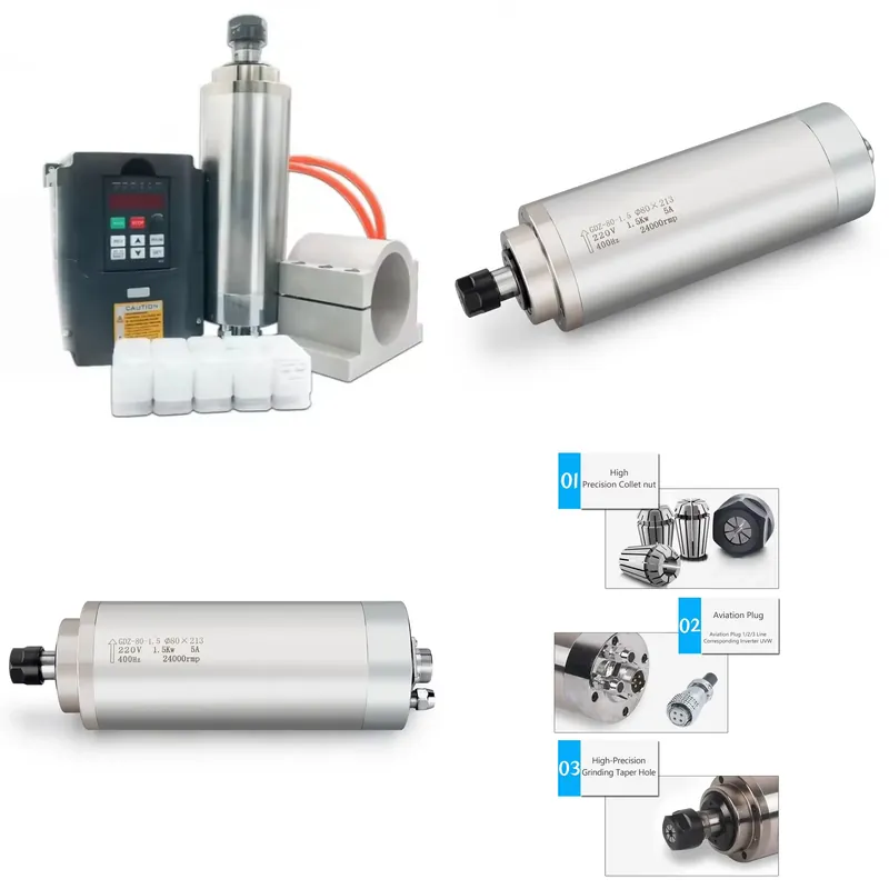 Water Cooled Spindle - ชุดมอเตอร์แกนหมุน CNC แบบระบายความร้อนด้วยน้ำ ER11 ER16 ขนาด