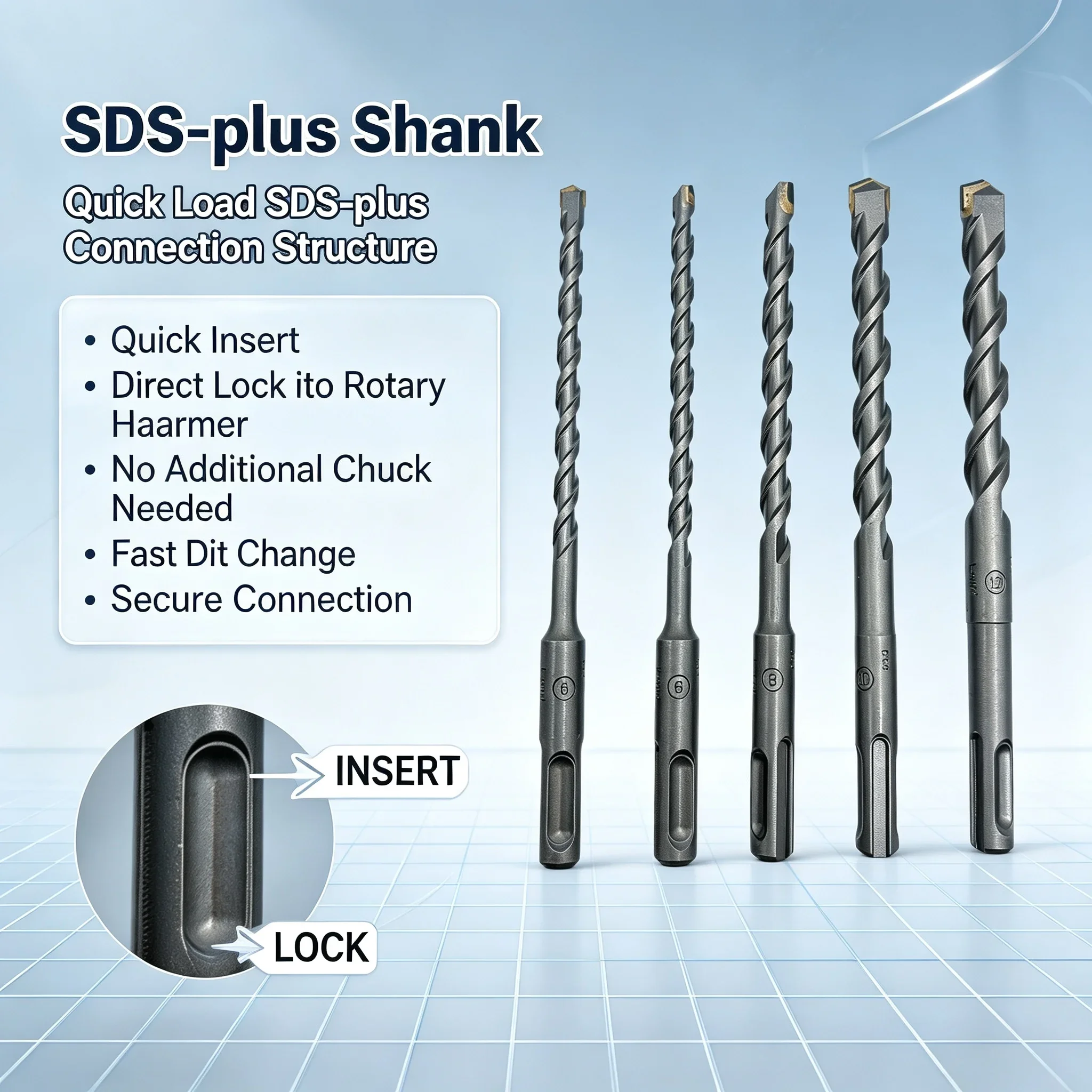 Carbide End Mill - ดอกสว่านเจาะปูน Bosch SDS-plus-1 ชุด 5 ชิ้น,
