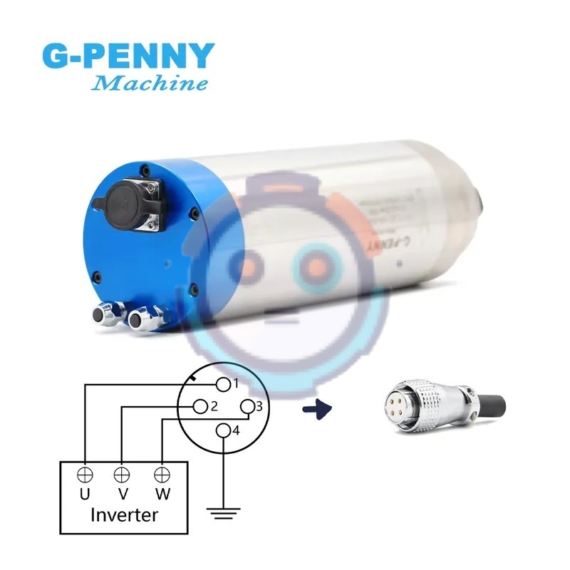 Water Cooled Spindle - มอเตอร์สปินเดิลระบายความร้อนด้วยน้ำ รุ่น G-Penny 3.5kw ER20 100x250