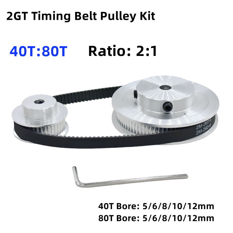 Gt2 Belt - ชุดพูลเลย์สายพานไทม์มิ่ง 2GT 2M 80ฟัน 40T GT2