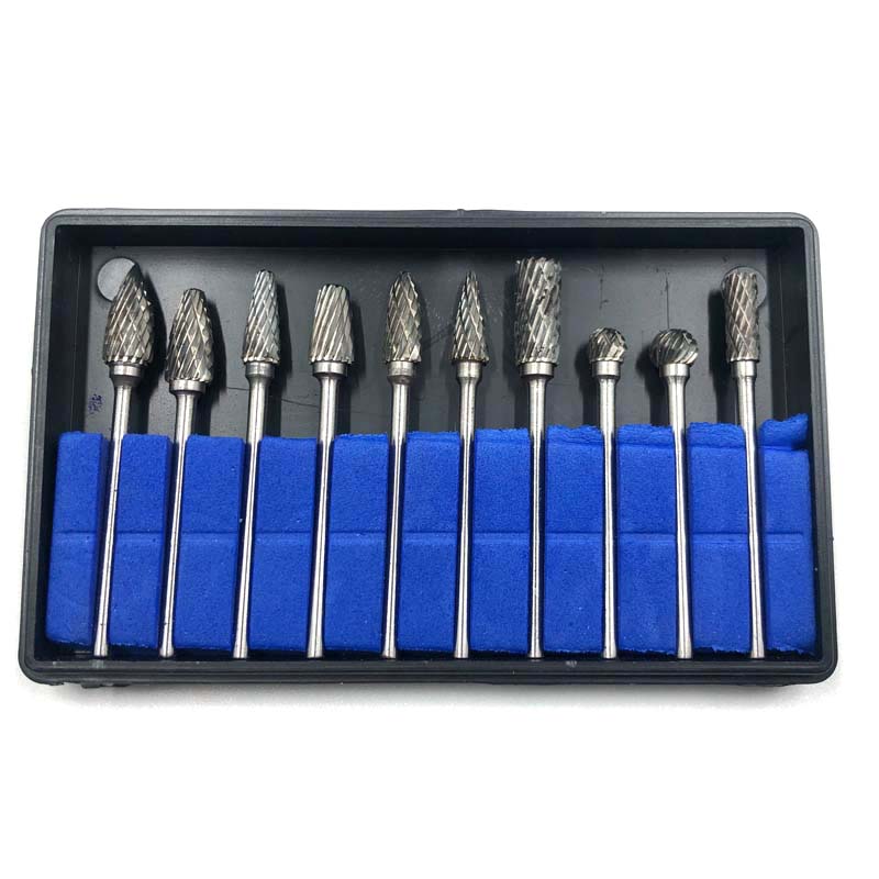 Carbide End Mill - ชุดหัวกรอทังสเตนคาร์ไบด์10ชิ้นชุดหัวกรอทังสเตนใบเลื่อยฟันทังสเตนหัวขัดแล็บเจาะฟัน2.35
