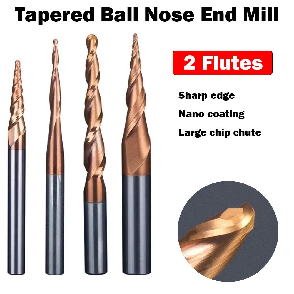 End Mill Set - HRC55 คาร์ไบด์บอลจมูกเรียว End Mills CNC แกะสลักบิตแกะสลัก