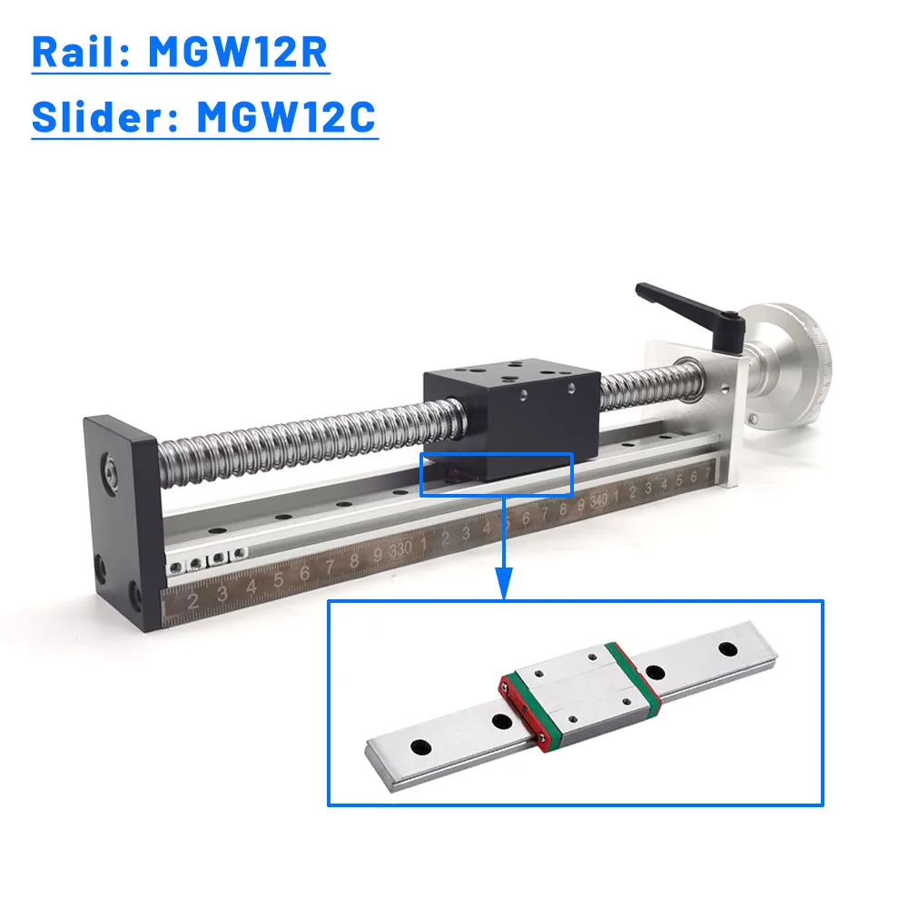 Linear Rail - แท่นเลื่อนแบบมือหมุน ระยะเคลื่อนที่ 100-1000 มม. โต๊ะเลื่อนอะลูมิเนียม ความเร็ว