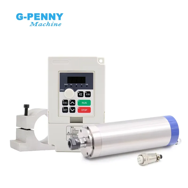 Water Cooled Spindle - ชุดมอเตอร์แกนหมุนระบายความร้อนด้วยน้ำ G-PENNY 110v/220v 1.5kw ER16 D65