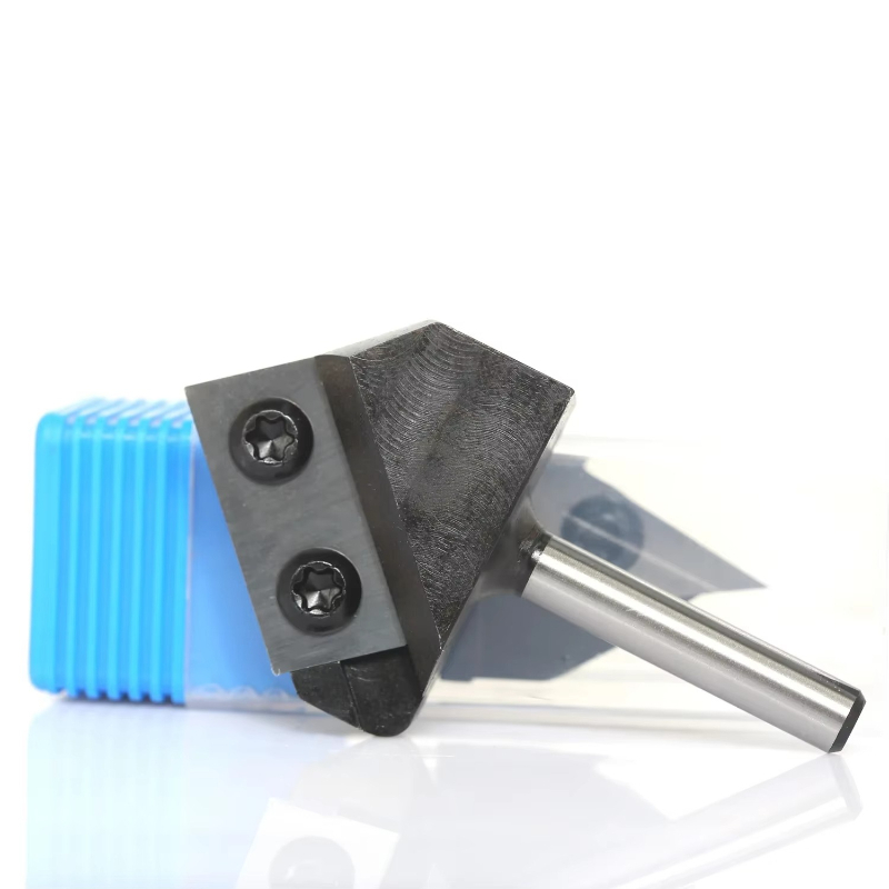Cnc Bits - ดอกเราเตอร์คาร์ไบด์ 90 องศา ร่องตัววี ใบมีดคู่ ก้าน