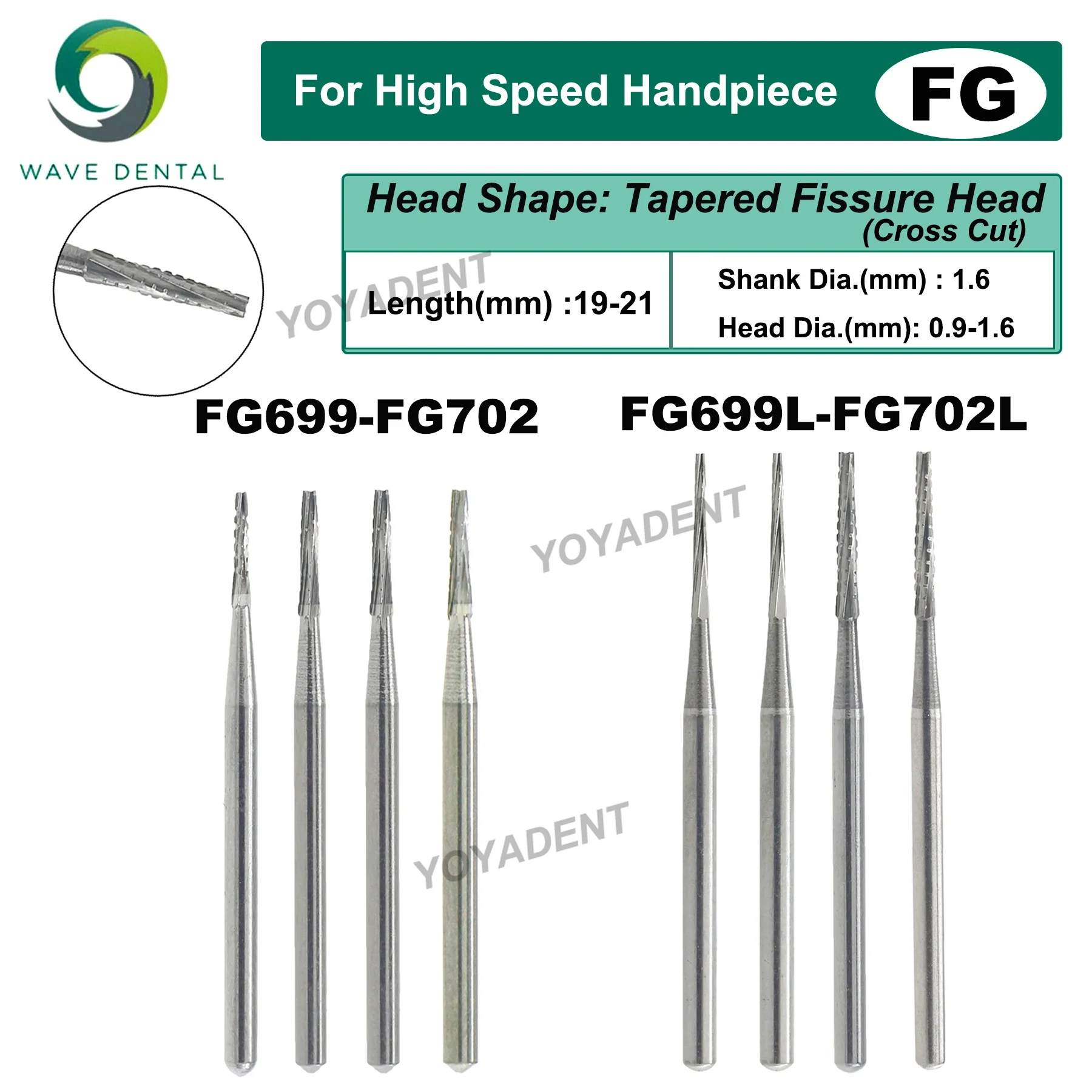 Carbide End Mill - PRIMA WAVE ทันตกรรม Burs ทังสเตนคาร์ไบด์ Burs