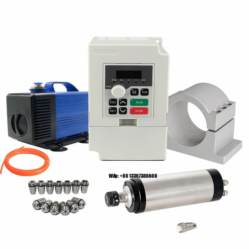 Water Cooled Spindle - มอเตอร์แกนหมุนระบายความร้อนด้วยน้ำ 2.2 กิโลวัตต์ ชุดมอเตอร์แกนหมุน CNC สำหรับงานไม้