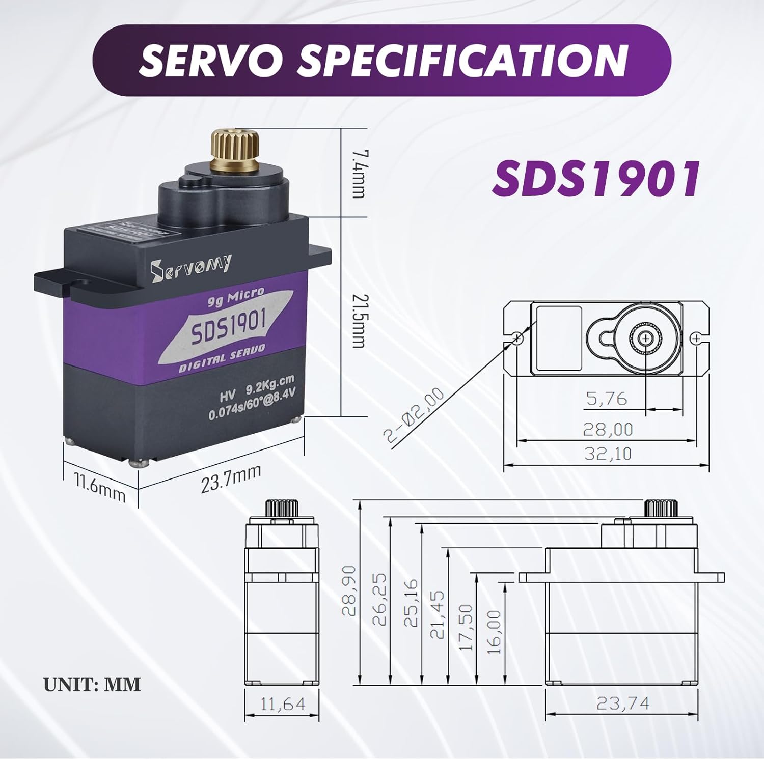 เซอร์โวมี-SDS1901 ดิจิตอล 9G ไ - Servo 9G บทวิจารณ์และราคา