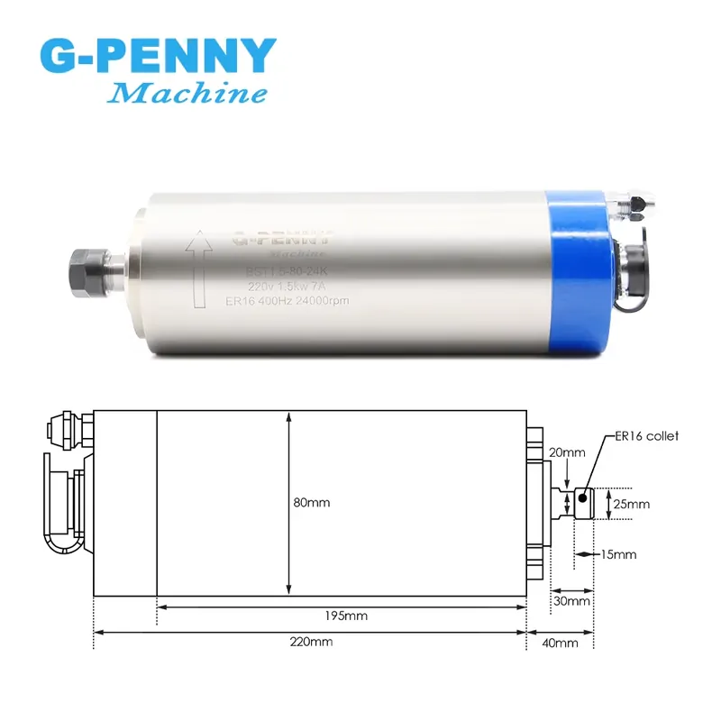 แกนมอเตอร์ Gpenny 1.5kw ER16 D - Water Cooled Spindle บทวิจารณ์และราคา